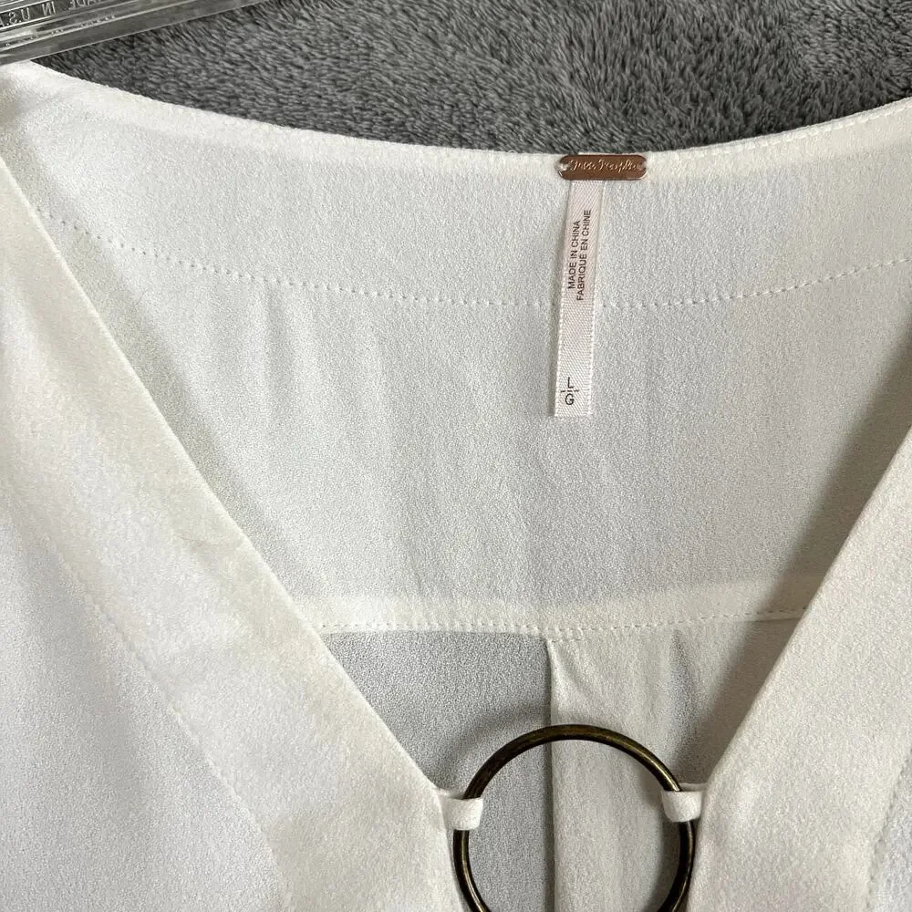 Free People Blouse Womens L White Long Sleeve Boho Festival‎ NWT
